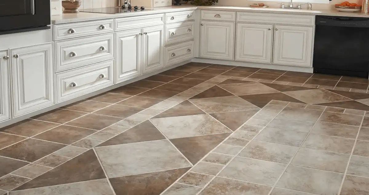 Kitchen with white cabinets and a professionally installed tile floor in San Jose, CA